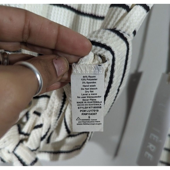 NWT‎ Lumiere Urban Outfitters Stripe Long Sleeve Waffle Knit Top Women Size S - Picture 6 of 6